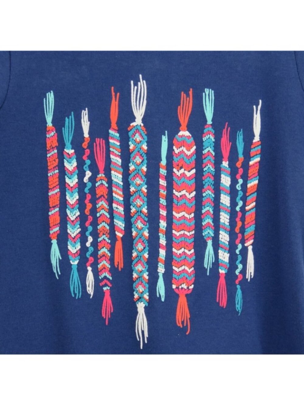 Girls 2-Piece Size 4 Top & Legging Set With Friendship Bracelet Print & Stripes - Picture 4 of 4